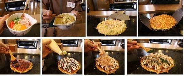 Okonomiyaki preparazione ristorante